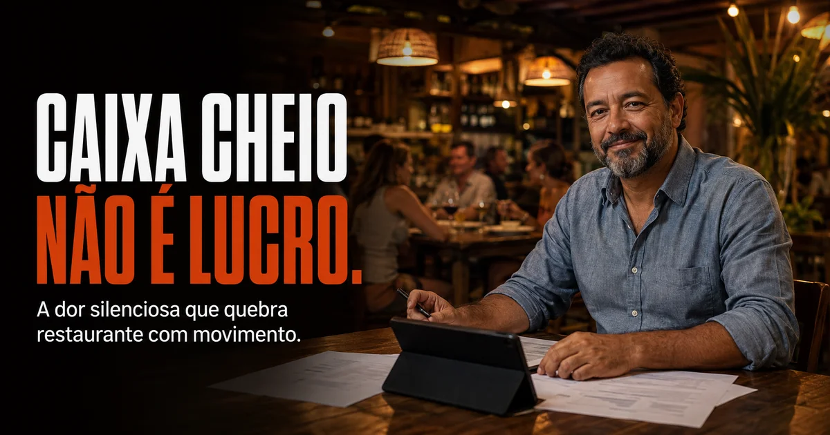 Capa do artigo: Caixa cheio não é lucro: a dor silenciosa que quebra restaurante com movimento